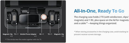 DJI Mic 3 (2 TX + 1 RX + Charging Case), Wireless Microphone for iPhone/Android/Camera, 32-bit Float Internal Recording, Dual Band Anti-Interference, Adaptive Gain Control for Balanced Volume, 28h Use