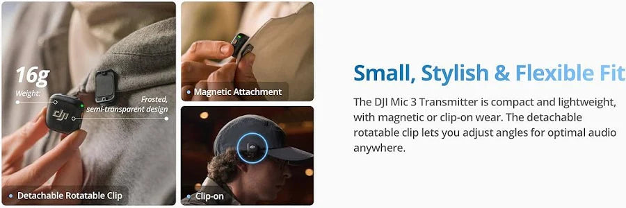 DJI Mic 3 (2 TX + 1 RX + Charging Case), Wireless Microphone for iPhone/Android/Camera, 32-bit Float Internal Recording, Dual Band Anti-Interference, Adaptive Gain Control for Balanced Volume, 28h Use