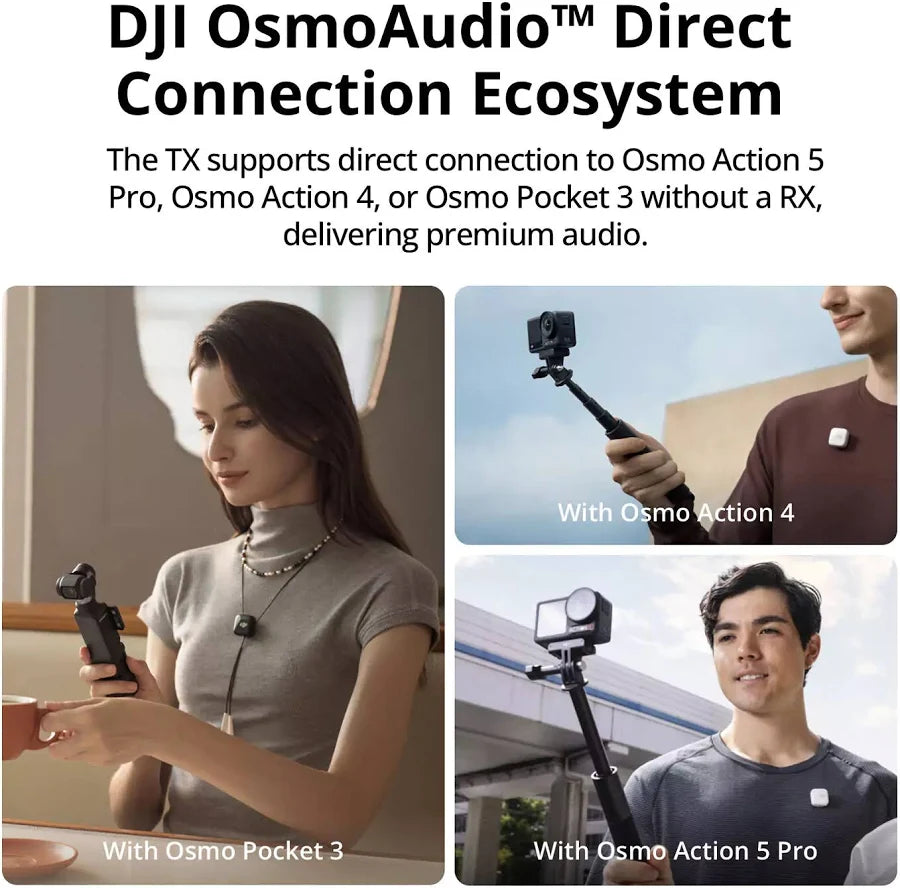DJI Mic Mini (1 TX + 1 RX) Compact Wireless Microphone, Ultralight, Noise Cancelling, for Camera / iPhone / Android