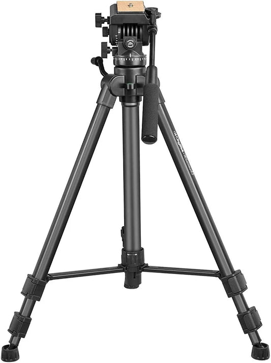 Digitek (DPTR 880 PRO) (165 cm) Platinum Aluminum Light Weight Tripod, with Fluid Video Head, for DSLR & Video Cameras, Maximum Operating Height: 5.90 Feet, Maximum Load : 6 kgs (Black)