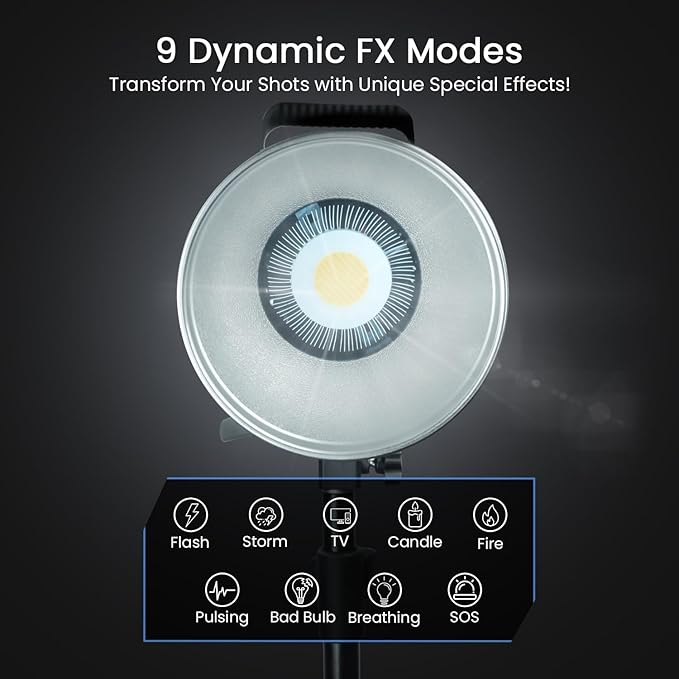 HIFFIN COB-120P Professional 120W LED Video Light for Studio Film Recording, 3200K-5600K Dimmable with Remote Control, Widely Used for Photography and Videography - Image 7