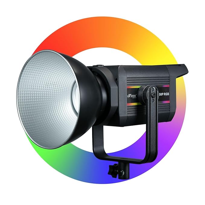 HIFFIN COB-150P Professional 150W RGB LED Video Light | 2800K-6800K Dimmable | 11 FX Modes | 9800Lm Brightness | Remote Control | 220V Power Supply | Studio & Lighting for Photography & Videography