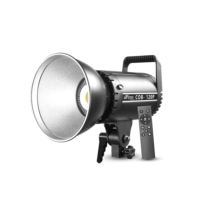 HIFFIN COB-120P Professional 120W LED Video Light for Studio Film Recording, 3200K-5600K Dimmable with Remote Control, Widely Used for Photography and Videography