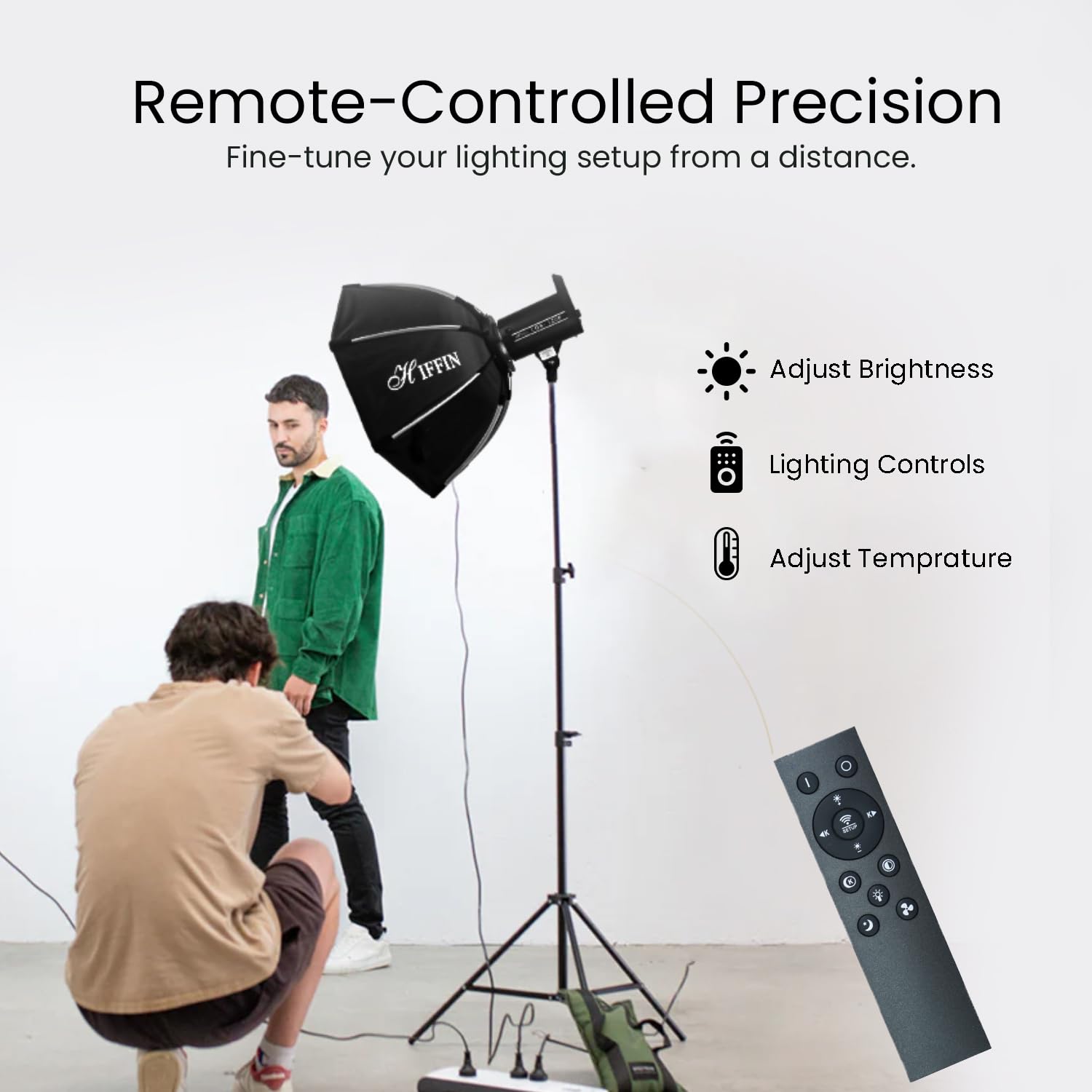 HIFFIN COB-120P Professional 120W LED Video Light for Studio Film Recording, 3200K-5600K Dimmable with Remote Control, Widely Used for Photography and Videography - Image 2
