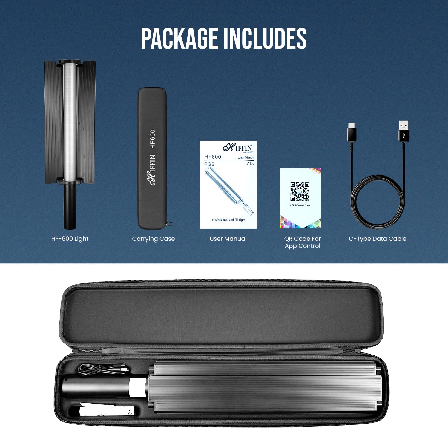 HIFFIN HF-600 RGB LED Light Stick for Photography, Photography Light with RGB CCT HSI Mode, 2500K-9900K Adjustable, 25 Fx Light Effect, Power 25W, Barndoor, 5200mah Battery for YouTube, Photoshoot - Image 4