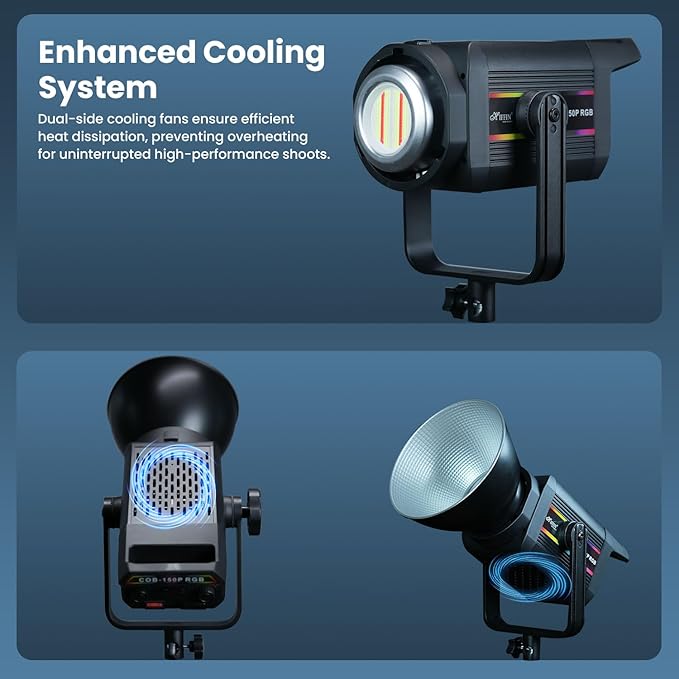 HIFFIN COB-150P Professional 150W RGB LED Video Light | 2800K-6800K Dimmable | 11 FX Modes | 9800Lm Brightness | Remote Control | 220V Power Supply | Studio & Lighting for Photography & Videography - Image 2