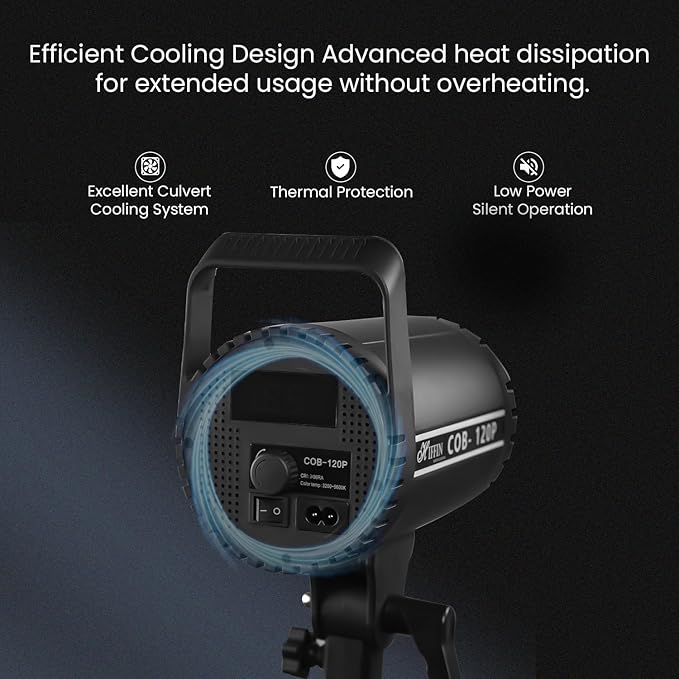 HIFFIN COB-120P Professional 120W LED Video Light for Studio Film Recording, 3200K-5600K Dimmable with Remote Control, Widely Used for Photography and Videography - Image 3