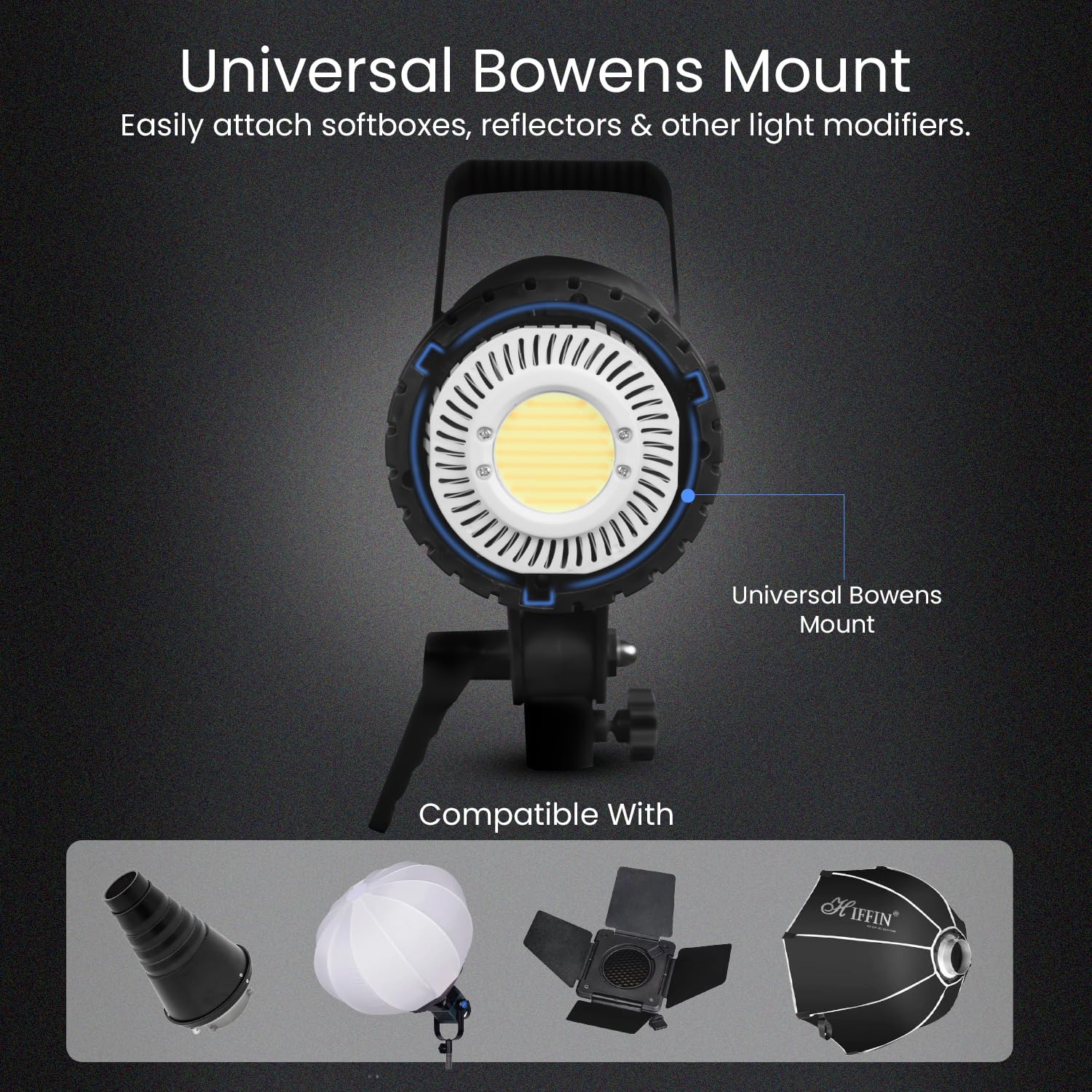HIFFIN COB-150P Professional 150W RGB LED Video Light | 2800K-6800K Dimmable | 11 FX Modes | 9800Lm Brightness | Remote Control | 220V Power Supply | Studio & Lighting for Photography & Videography - Image 9